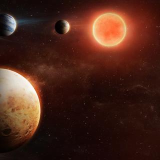 Impressão artística do sistema planetário em torno da estrela LHS 1903. © ESA