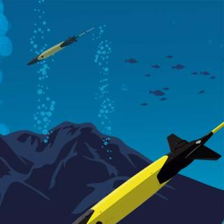 Vue d&#39;artiste d&#39;un planeur sous-marin qui n&#39;est pas une représentation fidèle de ce que pourrait être le futur planeur sous-marin d&#39;Alseamar. © Alseamar