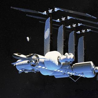 A estação espacial da Blue Origin, Sierra Space, Boeing e Redwire Space. Batizada de Orbital Reef, esta estação poderia acomodar até 10 astronautas e, uma vez totalmente montada, atingiria um tamanho tão grande quanto a ISS. © Blue Origin, Espaço Sierra
