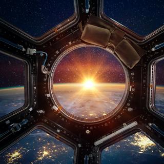 Montage de la cupola avec une vue de la Terre vue de l’espace. © Tryfonov, Adobe Stock