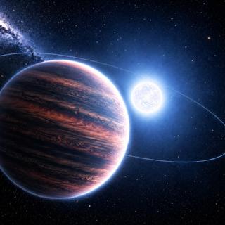 Une vue par l'IA de l'exoplanète&nbsp;WD1856b autour de sa naine blanche. © LS, ChatGPT