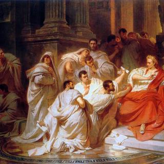 La Mort de César, par Karl von Piloty, 1865. Wikimedia Commons, Domaine public