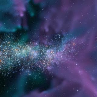 Pesquisadores da Universidade de Surrey (Reino Unido) mostram que um aglomerado globular – a concentração branca de estrelas nesta imagem – aparece naturalmente em suas simulações de resolução ultra-alta. Estas simulações também prevêem a existência de uma nova classe de objetos: “aglomerados globulares anões”. © Matt Orkney, Andrew Pontzen e Ethan Taylor, Universidade de Surrey