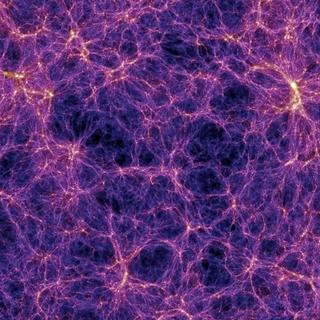 Sur cette image provenant d'une des meilleures simulations de la formation des grandes structures de l'Univers, des filaments de matière noire contenant des superamas de galaxies apparaissent clairement. On note aussi la présence de grands vides, parfois appelés vides cosmiques (cosmic voids, en anglais). © Max Planck Institute for Astrophysics, Millennium Simulation Project