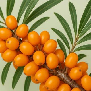 Derrière ses épines, l'argousier cache un petit trésor orange... © AA, Bing IA
