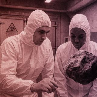 Pour tester leur hypothèse d’ingrédients de la vie ramenés sur Terre par des astéroïdes, les astronomes analysent des poussières ramenées de Bennu. Illustration générée à l'aide d'une IA. © XD avec ChatGPT