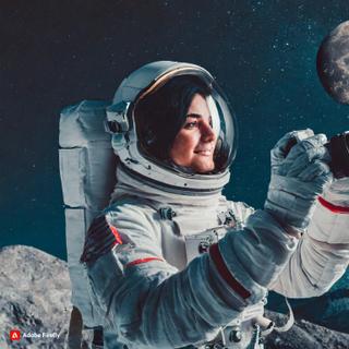 A fabricante japonesa Nikon colaborará mais uma vez com a NASA para desenvolver a câmera que será usada durante a missão Artemis III. © Futura, gerado com Adobe Firefly