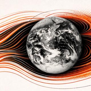 Uma explosão solar seguida por uma ejeção de massa coronal desencadeou uma tempestade geomagnética memorável na Terra durante a noite de 19 a 20 de janeiro de 2026. © fotoilustração: XD com ChatGPT