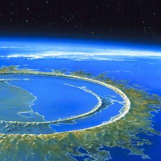 Vue d'artiste du cratère de Chicxulub dans le Yucatán. © Detlev van Ravenswaay