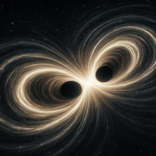 Ilustração de uma fusão de buraco negro. © Leopardo, Adobe Stock