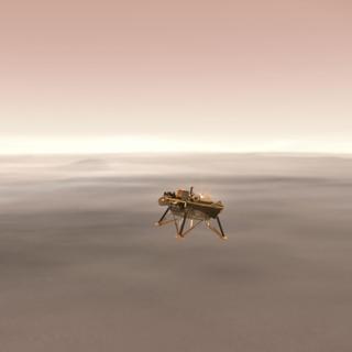 Escolher um local de pouso para o rover ainda é uma dor de cabeça para os cientistas. Na imagem, a descida do robô InSight. © NASA, JPL