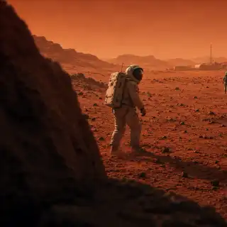 Sur Mars, les premiers humains pourraient découvrir que le plus difficile n’était pas seulement d’arriver jusque-là. © XD, ChatGPT
