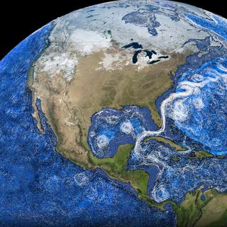 As correntes do Oceano Atlântico. © NASA