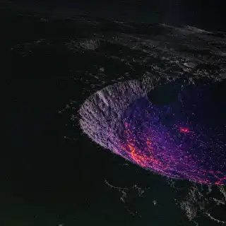 Dans les ténèbres glacées du pôle sud lunaire, des refuges invisibles pourraient abriter une vie venue de la Terre… et si elle était déjà là ?&nbsp;Illustration créée à l'aide d'un outil IA. © Xavier Demeersman, Futura