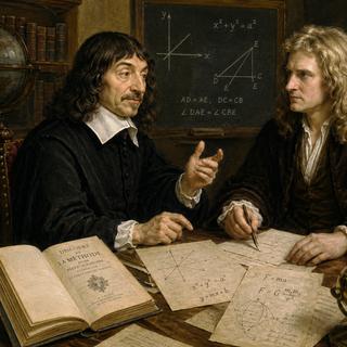 Une rencontre impossible entre Descartes et Newton vue par l'IA.&nbsp;© LS, ChatGPT
