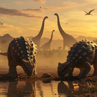 Vastos espaços abertos, pântanos... o impacto dos grandes dinossauros no seu ambiente foi grande. © GALKI, Adobe Stock (imagem gerada com IA)