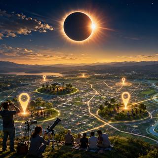 EclipseInfo propose une carte interactive pour observer l'éclipse solaire dans les meilleures conditions. © AP avec IA ChatGPT