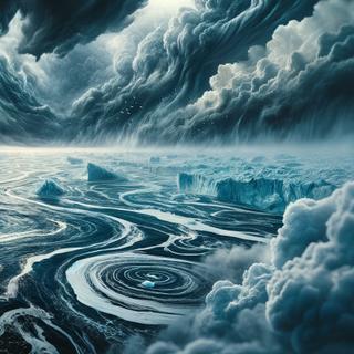 Ilustração gerada por IA do colapso da Amoc, inspirada no filme O Dia Depois de Amanhã. © XD, Futura com DALL-E