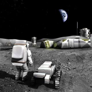 Un des scénarios envisagés par l&#39;Agence spatiale européenne, en 2006, de ce qu&#39;aurait pu être l&#39;exploration robotique et humaine de la Lune. © Esa, Medialab