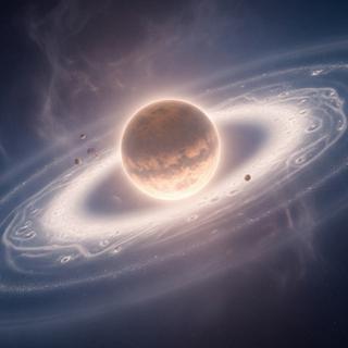 Uma visualização de IA mostrando um disco protoplanetário em torno de um exoplaneta 10 vezes mais massivo que Júpiter! © Imagem gerada com IA Gemini