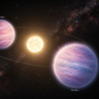 Une vue de l'IA des exoplanètes TOI-791 b et TOI-791 c.&nbsp;© LS, ChatGPT