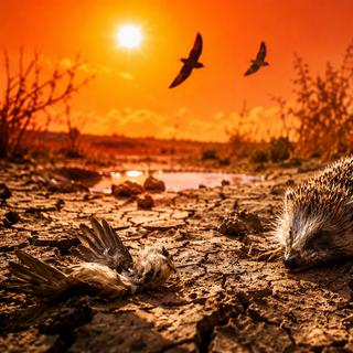Stress thermique, déshydratation, manque d'oxygène... La canicule fragilise la faune sauvage bien au-delà des seuls épisodes de soif. © CB avec ChatGPT