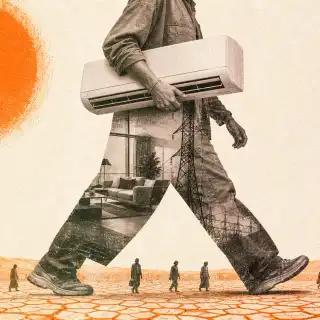 Le réchauffement climatique exposera des centaines de millions de personnes à des chaleurs de plus en plus dangereuses. Dans les pays les plus pauvres, le manque d’électricité et de solutions de refroidissement pourrait considérablement alourdir le bilan humain.&nbsp;Image générée à l'aide d'un outil IA. © Xavier Demeersman, ChatGPT