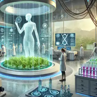 Dans les laboratoires de Retro Biosciences, un nouveau modèle d'IA est destiné à accélérer le processus de transformation de cellules adultes en cellules souches.&nbsp;© ETX Majelan, généré avec&nbsp;OpenAI's DALL·E&nbsp;