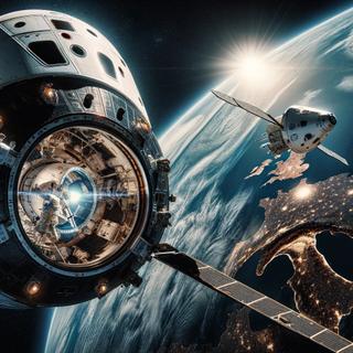 Ilustração de uma missão espacial em órbita terrestre. © XD, Futura com DALL-E