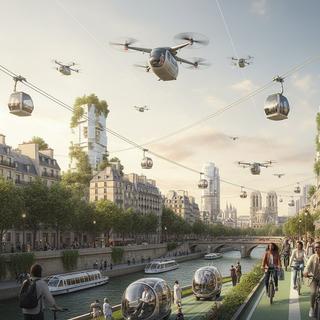 A nova mobilidade parisiense em 2050. © AP, IA Gemini 