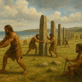 Au large des côte bretonnes, des chercheurs ont découvert une étonnante structure érigée il y a plus de 7 000 ans. © MG, image générée avec&nbsp;IA