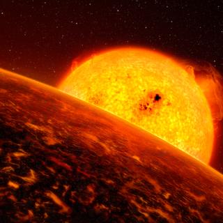 Impressão artística de um exoplaneta com um oceano global de magma. © ESO, L. Calçada    