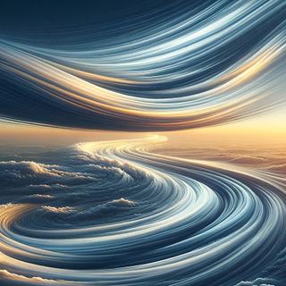 Les ondulations du jet stream dans l'atmosphère. Illustration générée à l'aide d'une IA.&nbsp;© XD, Futura avec DALL-E