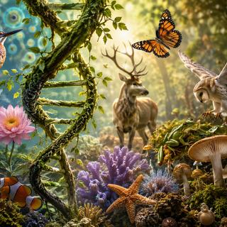 Humains, plantes, animaux : tous pourraient descendre d’un mystérieux ancêtre commun. © CB avec ChatGPT