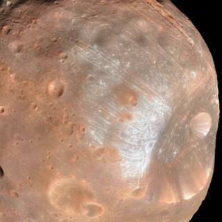 La surface de Phobos, une des lunes de Mars. © Nasa, JPL-Caltech, University of Arizona