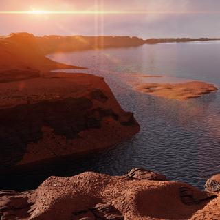 Les données rapportées par Perseverance nous indiquent qu'il y a plus de 3 milliards d'années, le cratère Jezero abritait un lac... et peut-être une vie microbienne. © dottedyeti, Adobe Stock