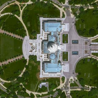 Le Capitole, siège du congrès américain, situé à Washington DC. Cette image est une des cinq « premières images »&nbsp;acquises par le satellite Pléiades Neo 3 d'Airbus. © Airbus&nbsp;DS 2021