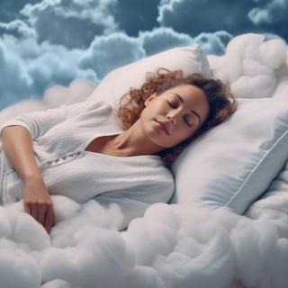 Mulher deitada na cama, dormindo como se estivesse no sétimo céu, confortável e tranquila entre as nuvens.©www.freund-foto.de, Adobe Stock