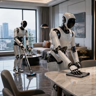 La Chine améliore ses robots domestiques en leur apprenant à faire le ménage.&nbsp;© AP avec IA ChatGPT