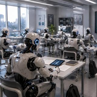 Cette école pour robots permettra à toute l’industrie de la robotique d’améliorer et d’accélérer le développement des robots humanoïdes. © SB, ChatGPT