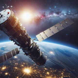 Un satellite doté d’un armement nucléaire pour neutraliser des satellites militaires américains. © Sylvain Biget, Bing Image Creator