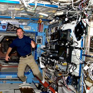 Thomas Pesquet à bord de la Station spatiale internationale. © Cnes