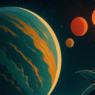 Um dos principais eventos visíveis no Trappist-1e é certamente o alinhamento dos outros seis planetas do sistema © XD com ChatGPT