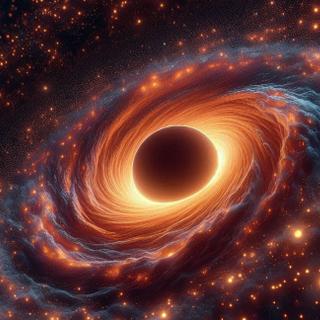 Une vue d'un trou noir produite par une IA. © BING, 2024 Microsoft Corporation
