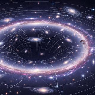 Une vue d'artiste par l'IA d'un univers anisotrope en forme de tore. © Gemini