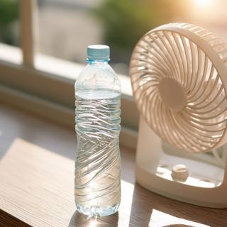 Une bouteille d'eau congelée placée devant un ventilateur peut procurer une sensation de fraîcheur temporaire, le sel modifiant légèrement sa vitesse de fonte.&nbsp;© Nattapol, Adobe Stock