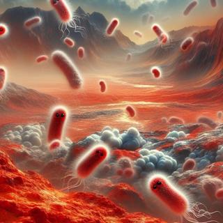 Uma visão de IA das bactérias em Marte. © 2024 Microsoft Corporation