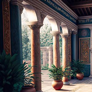 Intérieur d'une villa romaine. Image générée à l'aide d'une IA. © Sunshower Shots, Adobe Stock