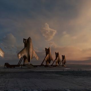 Ele decola verticalmente para se juntar a um avião de combate e se transformar em um ala multiplicador de força para missões de combate. © Escudo AI