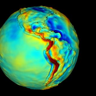 Carte de gravité de la Terre. © Nasa